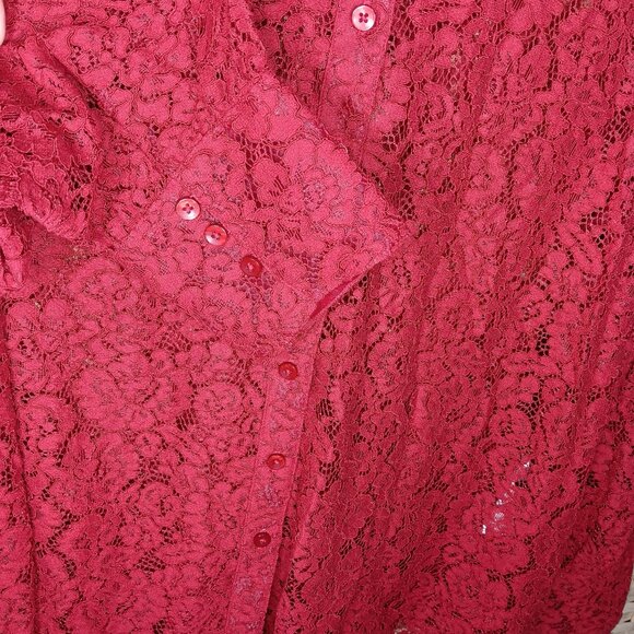 Chico's Lace Long Sleeve Blouse Floral XL 16 Button Down Rayon Blend - Picture 3 of 7